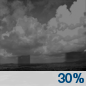Friday Night: A chance of showers and thunderstorms before 11pm, then a slight chance of showers between 11pm and 2am.  Partly cloudy, with a low around 62. Calm wind.  Chance of precipitation is 30%. New precipitation amounts of less than a tenth of an inch, except higher amounts possible in thunderstorms. 