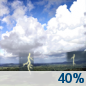 Wednesday: A chance of showers and thunderstorms, mainly between noon and 3pm.  Mostly sunny, with a high near 86. South wind 7 to 14 mph.  Chance of precipitation is 40%.