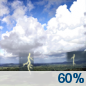 Monday: Showers and thunderstorms likely, mainly after 2pm.  Mostly sunny, with a high near 91. Chance of precipitation is 60%.