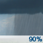 Today: Showers and possibly a thunderstorm, mainly before 4pm, then a chance of showers and thunderstorms after 4pm.  Patchy fog between 11am and noon. High near 59. South southeast wind 6 to 9 mph.  Chance of precipitation is 90%. New rainfall amounts between a tenth and quarter of an inch, except higher amounts possible in thunderstorms. 