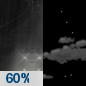 Thursday Night: Rain likely before 8pm.  Partly cloudy, with a low around 39. Chance of precipitation is 60%.