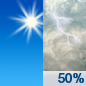 Thursday: A 50 percent chance of showers and thunderstorms after 2pm.  Increasing clouds, with a high near 92. Heat index values as high as 101. Southwest wind 6 to 9 mph.  New rainfall amounts of less than a tenth of an inch, except higher amounts possible in thunderstorms. 
